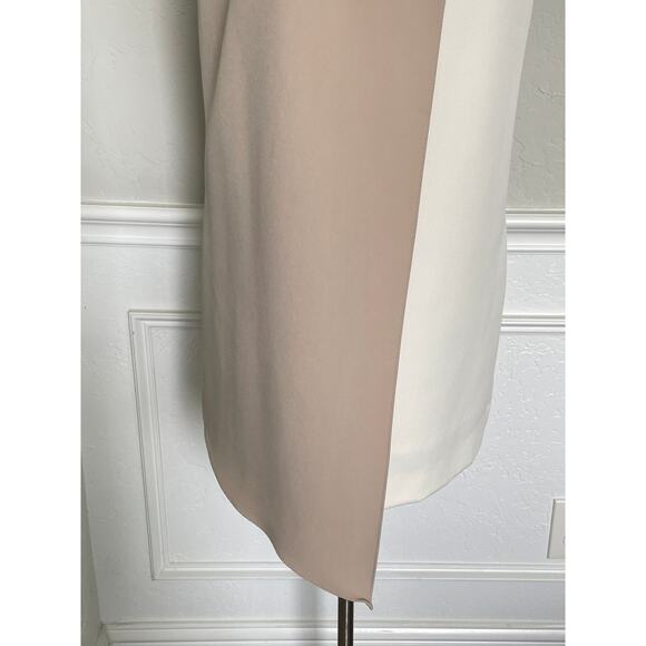 Milly Asymmetrical Color block Shift Dress Neutral Cream Tan - Picture 7 of 11